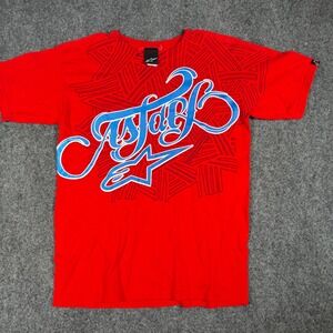 Vintage Alpinestars Shirt Medium Red Starburst Logo Graphic Moto Racing Y2K
